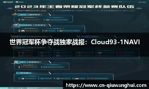 世界冠军杯争夺战独家战报:Cloud93-1NAVI